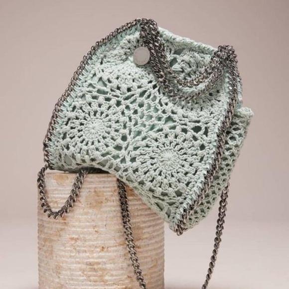 Stella McCartney Falabella Crochet Mini Tote in Light Mint - Picture 1 of 12